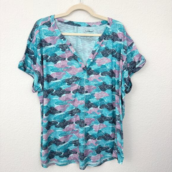 L.L. Bean Womens Short Sleeve Top Shirt Size 2X Casual Summer Comfy Pink - Picture 1 of 5